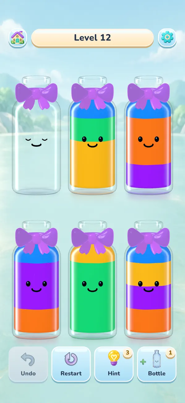 In-game bottle puzzle with bow tie accessories